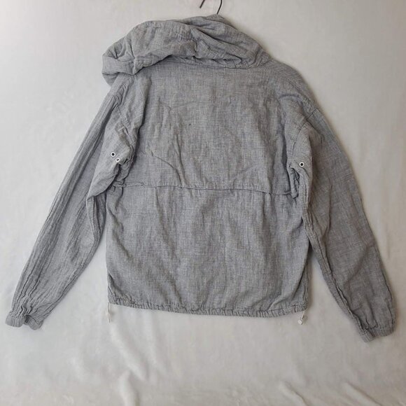 Thread & Supply Gray Long-Sleeve Hooded Pullover Jacket L Drawstring Hem Pockets - Picture 2 of 10